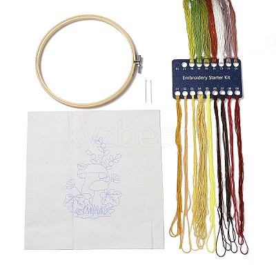 DIY Mushroom Pattern Embroidery Starter Kits LS-DIY-L068-01C-1