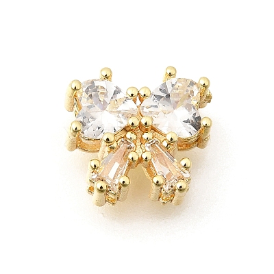 Bowknot Brass Micro Pave Cubic Zirconia Beads KK-Z156-20G-04-1