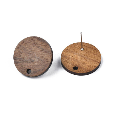 Walnut Wood Stud Earring Findings MAK-N032-043-1
