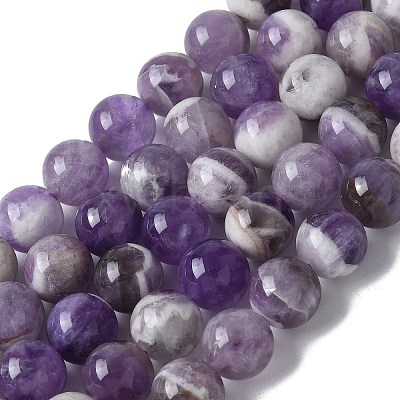 Round Natural Chevron Amethyst Bead Strands G-S380-01B-1