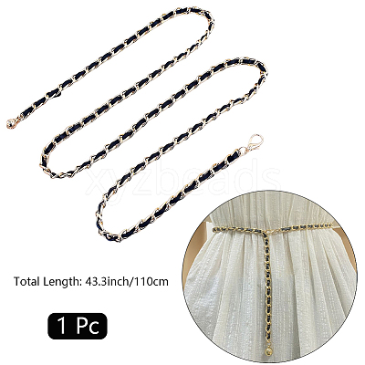 1Pc Alloy PU Leather Braided Waist Chains for Woman DIY-CL0001-09-1
