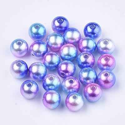 Rainbow ABS Plastic Imitation Pearl Beads OACR-Q174-6mm-06-1