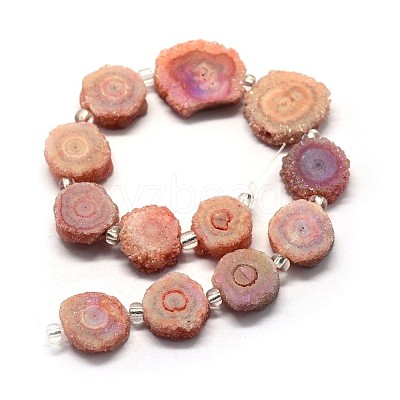 Natural Druzy Quartz Crystal Beads Strands G-F582-A10-1
