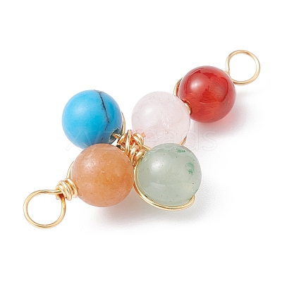 Mixed Gemstone Connector Charms PALLOY-JF02224-01-1