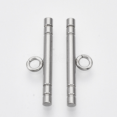 Tarnish Resistant 201 Stainless Steel Toggle Clasps Parts X-STAS-R099-01-1