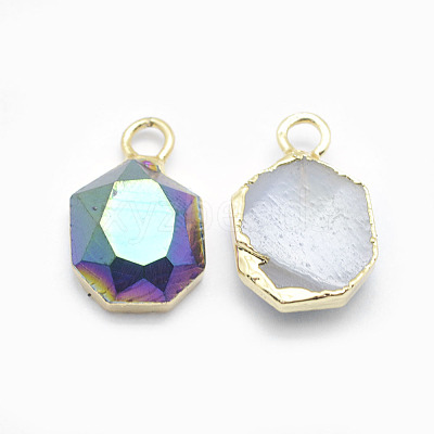Electroplate Natural Druzy Agate Pendants G-I207-12C-G-1