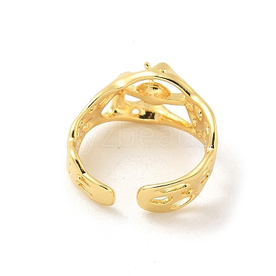 Brass Cup Peg Open Cuff Ring Settings KK-G518-08G-01-1