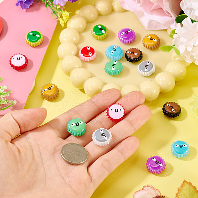 18Pcs 9 Colors Fuuny Painted Glass Beads Enamel Beads LAMP-TA0001-93-1