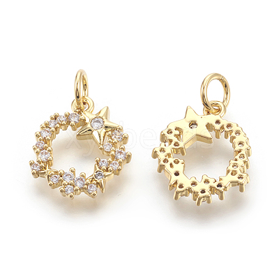 Brass Micro Pave Cubic Zirconia Charms KK-F774-09-NR-1