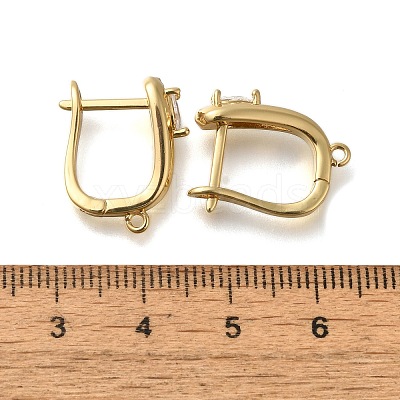 Rack Plating Brass Micro Pave Cubic Zirconia Hoop Earring Findings EJEW-H143-04G-1