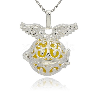 Silver Color Plated Brass Cage Pendants KK-J217-11S-1