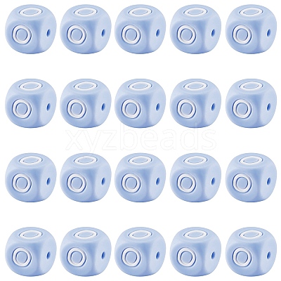 20Pcs Blue Cube Letter Silicone Beads 12x12x12mm Square Dice Alphabet Beads with 2mm Hole Spacer Loose Letter Beads for Bracelet Necklace Jewelry Making JX434O-1