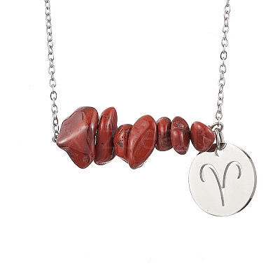 12Pcs 12 Styles Natural Gemstone & Constellation Pendant Necklaces NJEW-JN05084-1