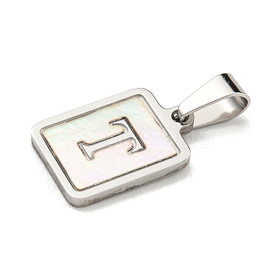 304 Stainless Steel Pave Natural White Shell Pendants STAS-S130-03P-T-1
