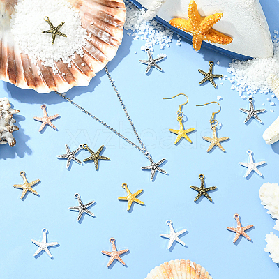 60Pcs 6 Colors Tibetan Style Alloy Pendants FIND-SC0016-86-1