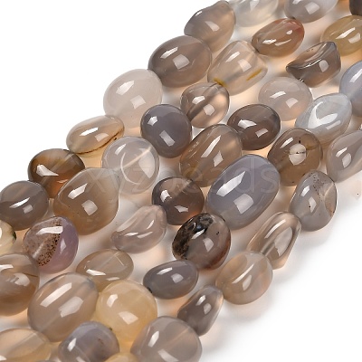 Natural Grey Agate Beads Strands G-P568-C17-01-1