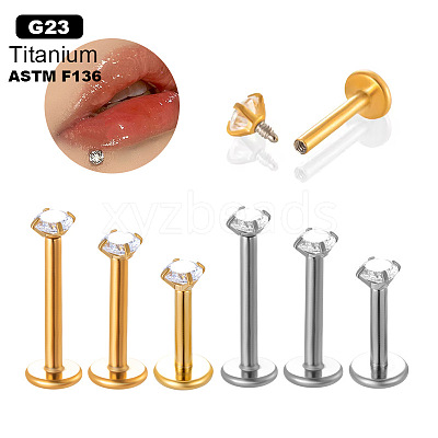 G23 Titanium Clear Cubic Zirconia Internally Threaded Labrets WGA0CA4-05-1