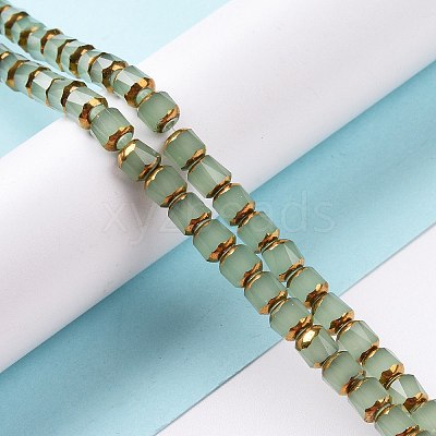 Electroplated Glass Imitation Jade Beads Strands GLAA-P003-C03-1