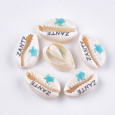 Printed Cowrie Shell Beads SHEL-S276-12A-1