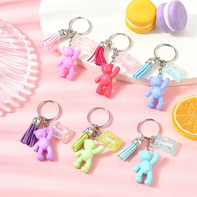 Tassel Bear Acrylic & Resin Keychain KEYC-YW00167-01-1