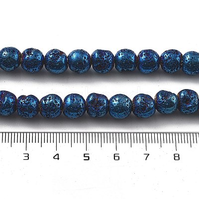 Electroplated Natural Lava Rock Beads Strands G-A251-E01-01H-1