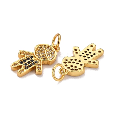 Brass Micro Pave Cubic Zirconia Charms ZIRC-A021-49G-A-1