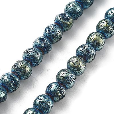 Electroplated Natural Lava Rock Beads Strands G-A251-E01-01E-1