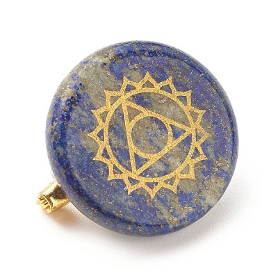 Gemstone Flat Round with Chakra Lapel Pin JEWB-BR00075-1