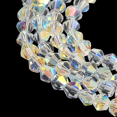 Electroplate Transparent Glass Beads Strands EGLA-K015-18Y-1