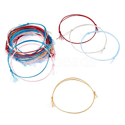 30Pcs 6 Colors Polyester Braided Cord Bracelet Making AJEW-TA00047-1