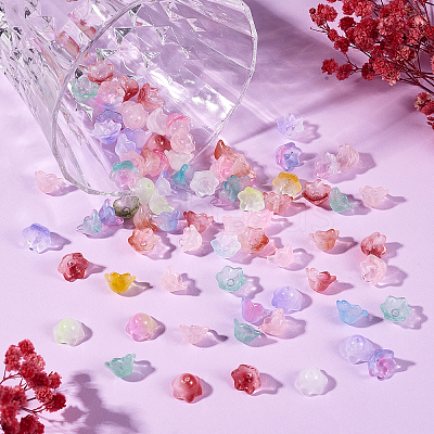 100Pcs Transparent Spray Painted Glass Beads GLAA-CJ0001-62-1