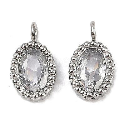 304 Stainless Steel Micro Pave Cubic Zirconia Charms STAS-K302-01E-P-1