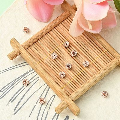 Brass Rhinestone Spacer Beads RB-YW0001-04B-01RG-1