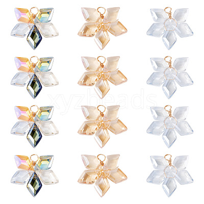 18Pcs 3 Styles Glass Pendants PALLOY-TA00343-1