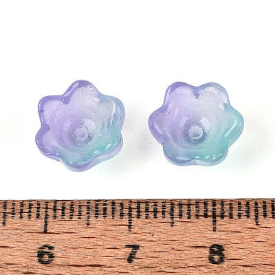 Transparent Two Tone Spray Painted Glass Bead Caps A-GLAA-Q089-002B-002-1