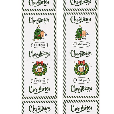 50Pcs Christmas Square with Word Merry Christmas Roll Stickers DIY-M070-03D-1