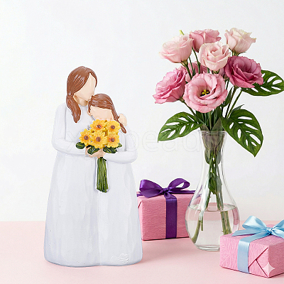 Mother & Daughter Resin Sculpture Display Decorations DJEW-WH0053-82A-1