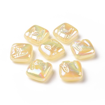 Rainbow Iridescent Plating Acrylic Beads OACR-A010-06C-1