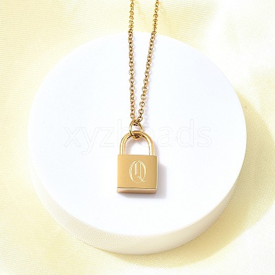 304 Stainless Steel Rolo Chain Pendant Necklaces NJEW-S444-01G-17-1
