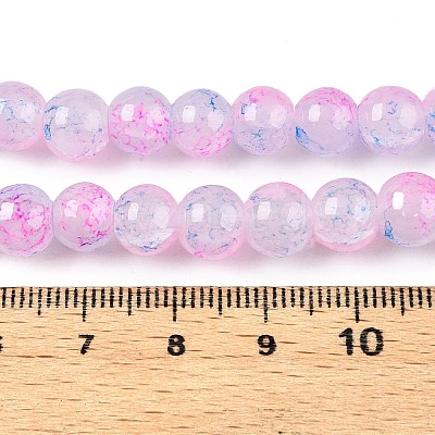 Baking Paint Crackle Glass Bead Strands DGLA-Q023-8mm-YS55-A-1