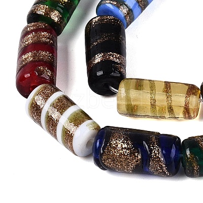 Handmade Gold Sand Lampwork Beads Strands LAMP-Q041-02-1