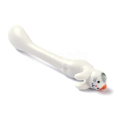 Porcelain Cat Animal Hanging Spoons AJEW-A029-01A-1