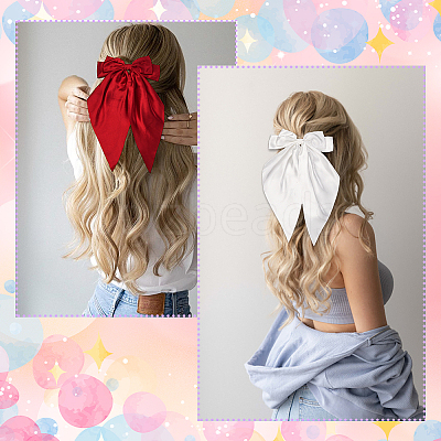 5Pcs 5 Colors Bowknot Polyester Hair Barrettes PHAR-SP0001-18B-1