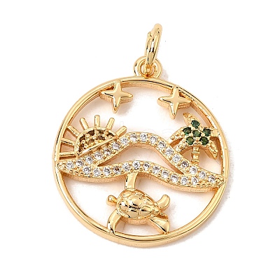 Brass Micro Pave Green Cubic Zirconia Pendants CU-CBA6344-06G-1
