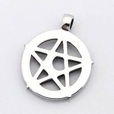Retro 304 Stainless Steel Ring with Pentagram Pendants X-STAS-F006-132-1