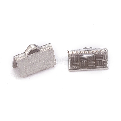 Tarnish Resistant 304 Stainless Steel Ribbon Crimp Ends STAS-P249-27B-P-1
