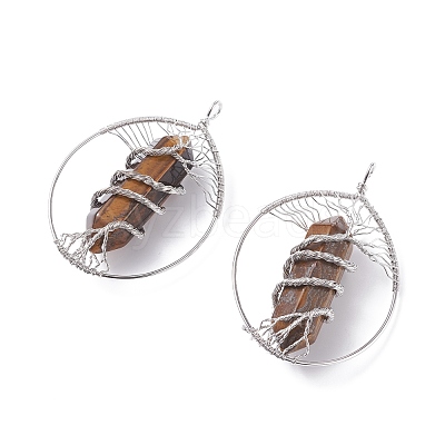 Natural Tiger Eye Big Pendants G-F702-02P-E-1