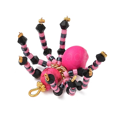 Halloween Theme Dyed Synthetic Turquoise & Glass Seed Beads Pendants PALLOY-MZ00774-01-1