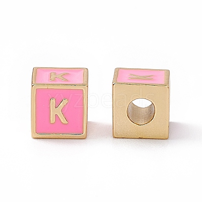 Rack Plating Brass Enamel Beads KK-B060-04G-05K-1