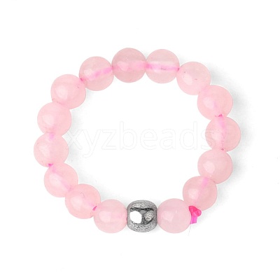 4MM Round Natural Rose Quartz Beaded Stretch Rings VM0712-6-1